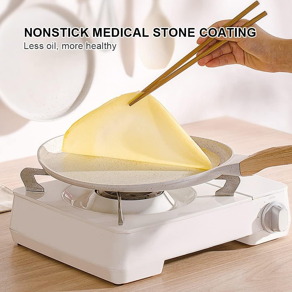 Non Stick Crepe Pan 20cm White Cast Pancake Skillet Induction Compatible