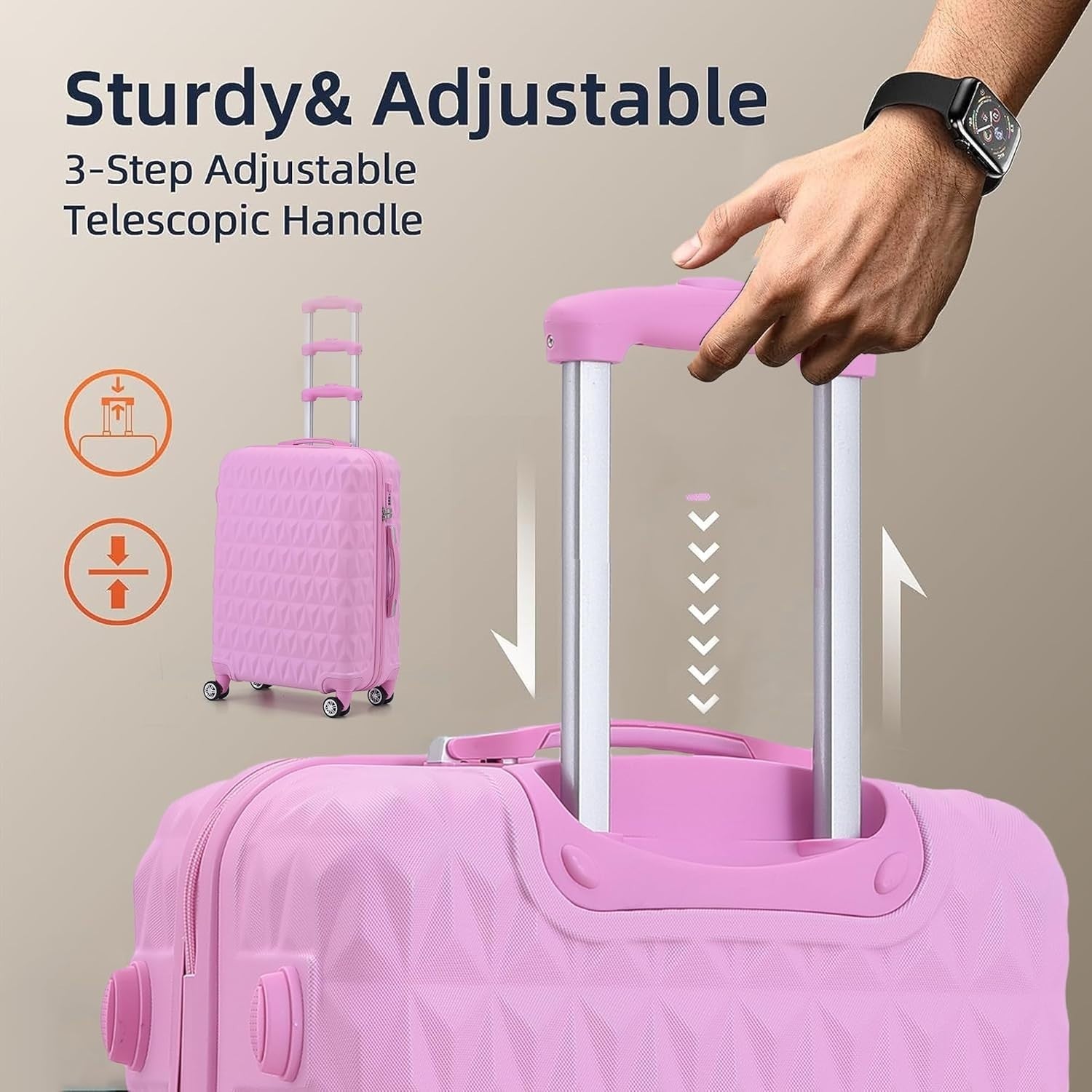 24 Inch Medium ABS Hard Shell Suitcase Lightweight 4 Spinner Wheels