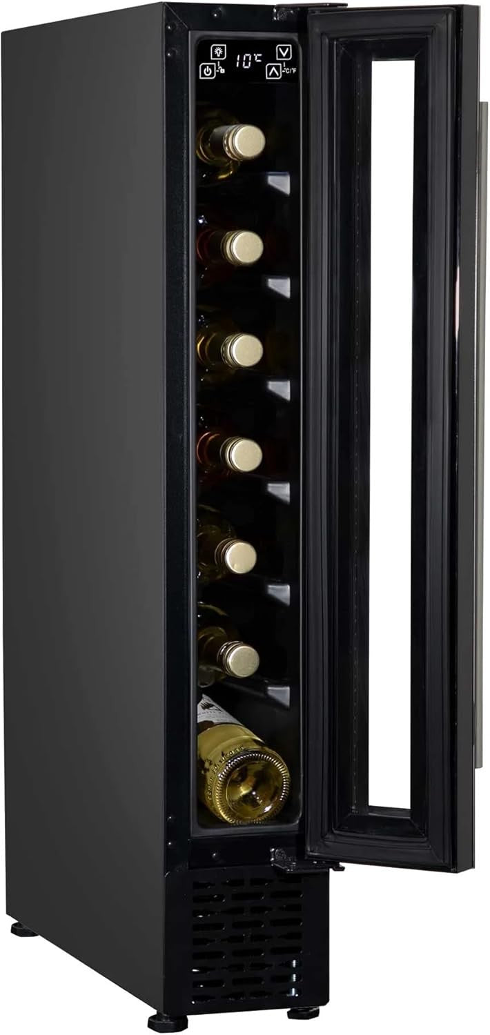 7 Bottle Slim Wine Cooler Fridge Digital Touch Control Quiet Under Counter