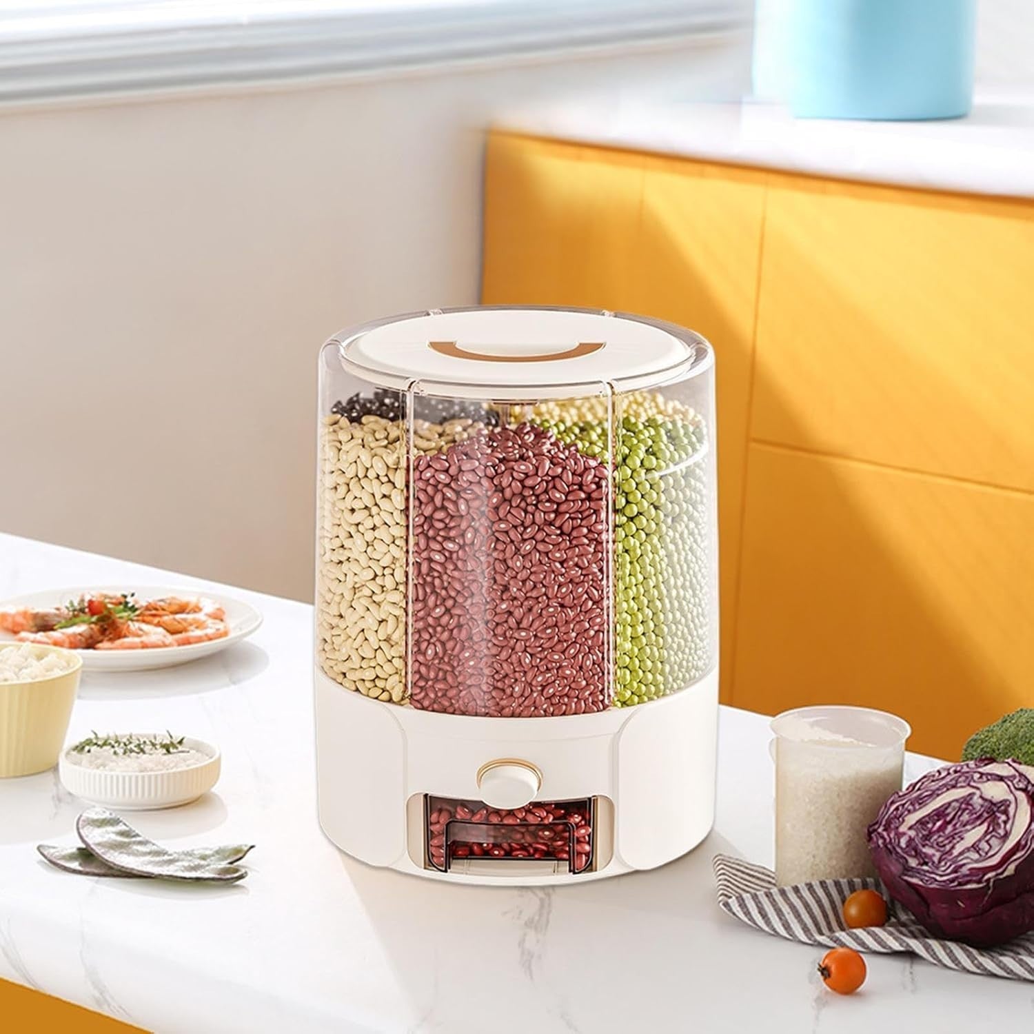 Rotating Rice Dispenser Airtight Food Grade Grain Storage Bin