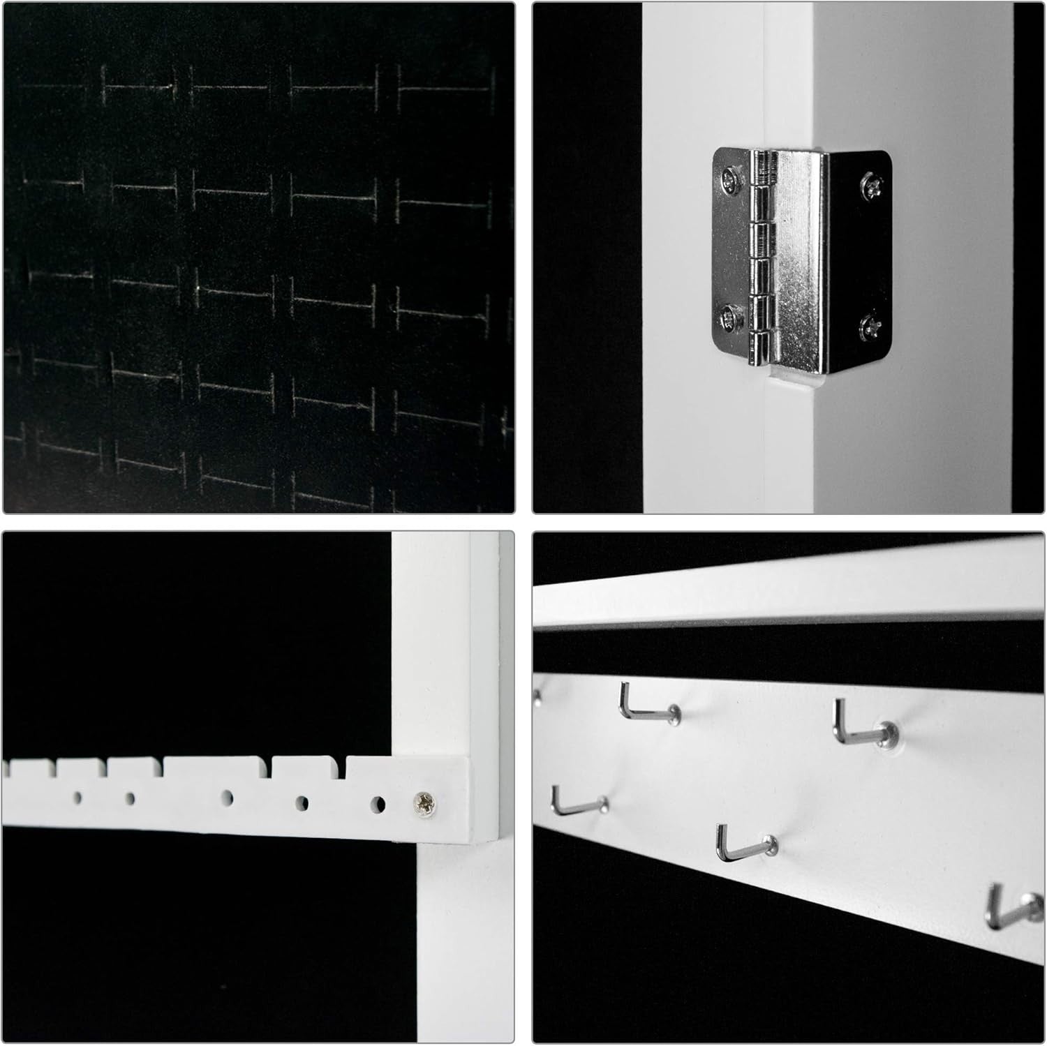 Wall Mounted Jewelry Cabinet LED Full Length Mirror Lockable Storage