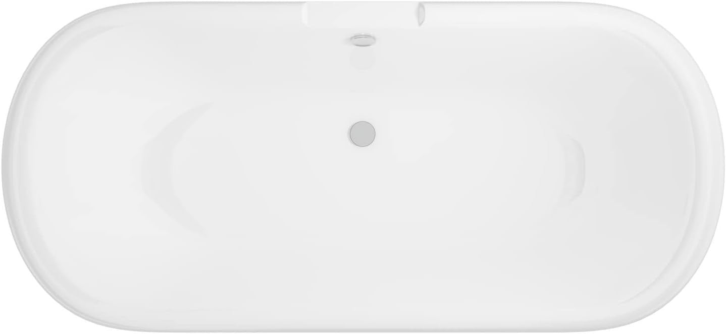 1515x740mm Double Ended Freestanding Bath White Acrylic Chrome Feet