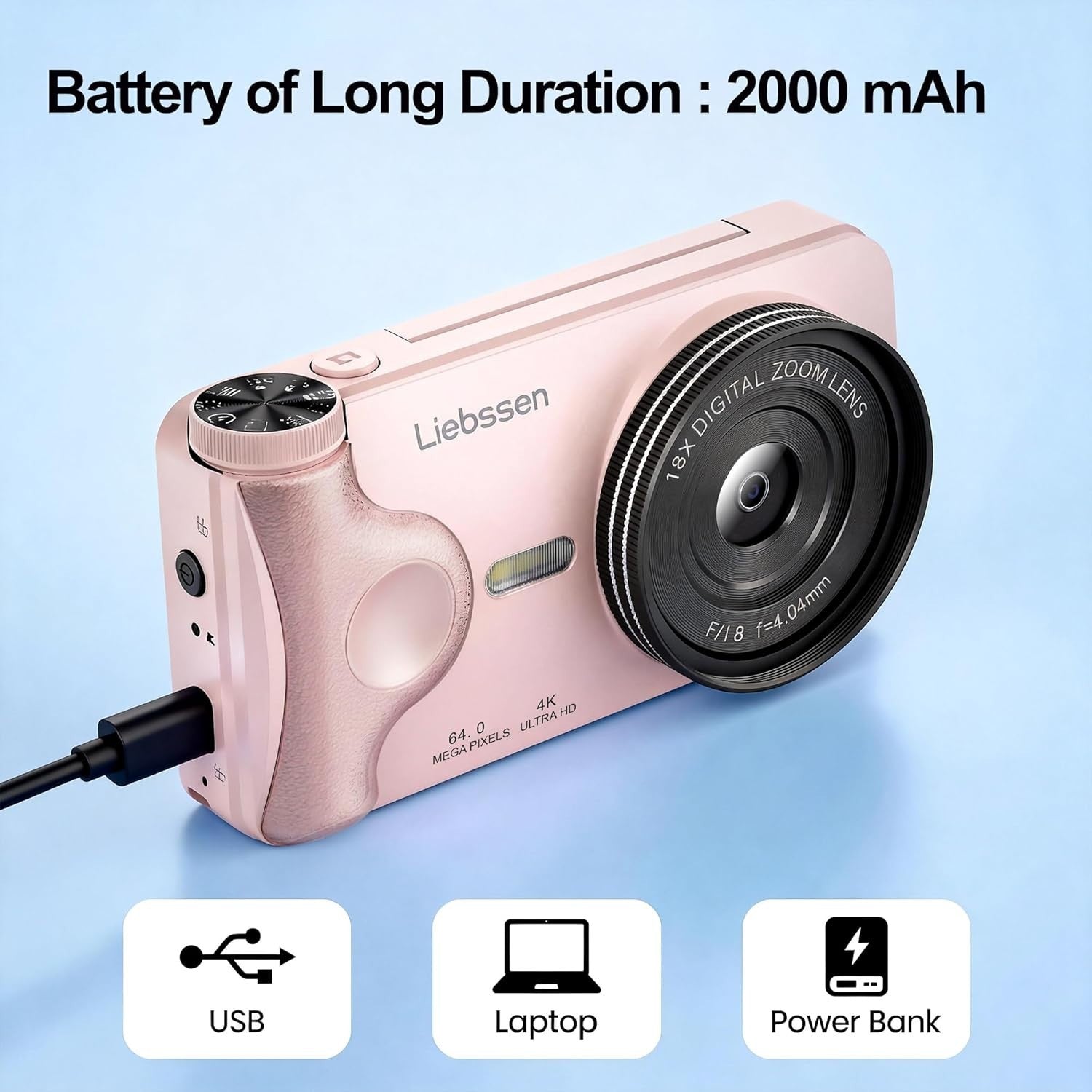 4K 64MP Digital Camera Flip Screen Autofocus Vlogging Camera 32GB