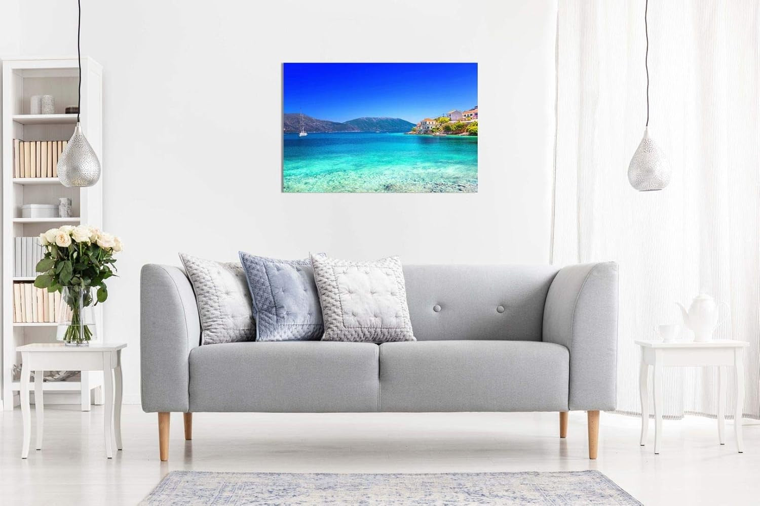 Blue Beach Sea Canvas Wall Art Coastal Ocean Landscape Home Bedroom Decor