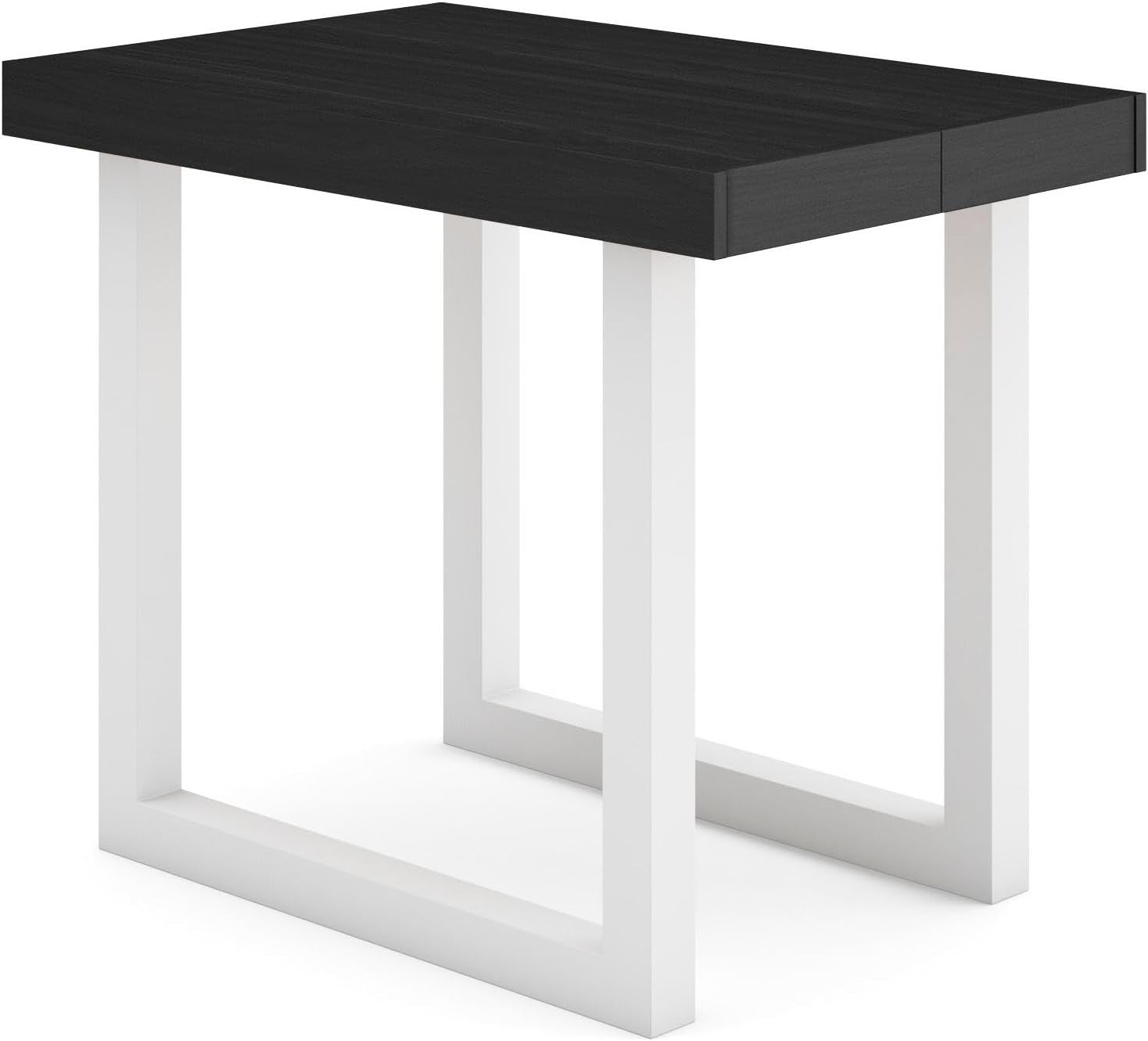 Extendable Folding Dining Table for 8, Black Wood, Solid Legs, Modern
