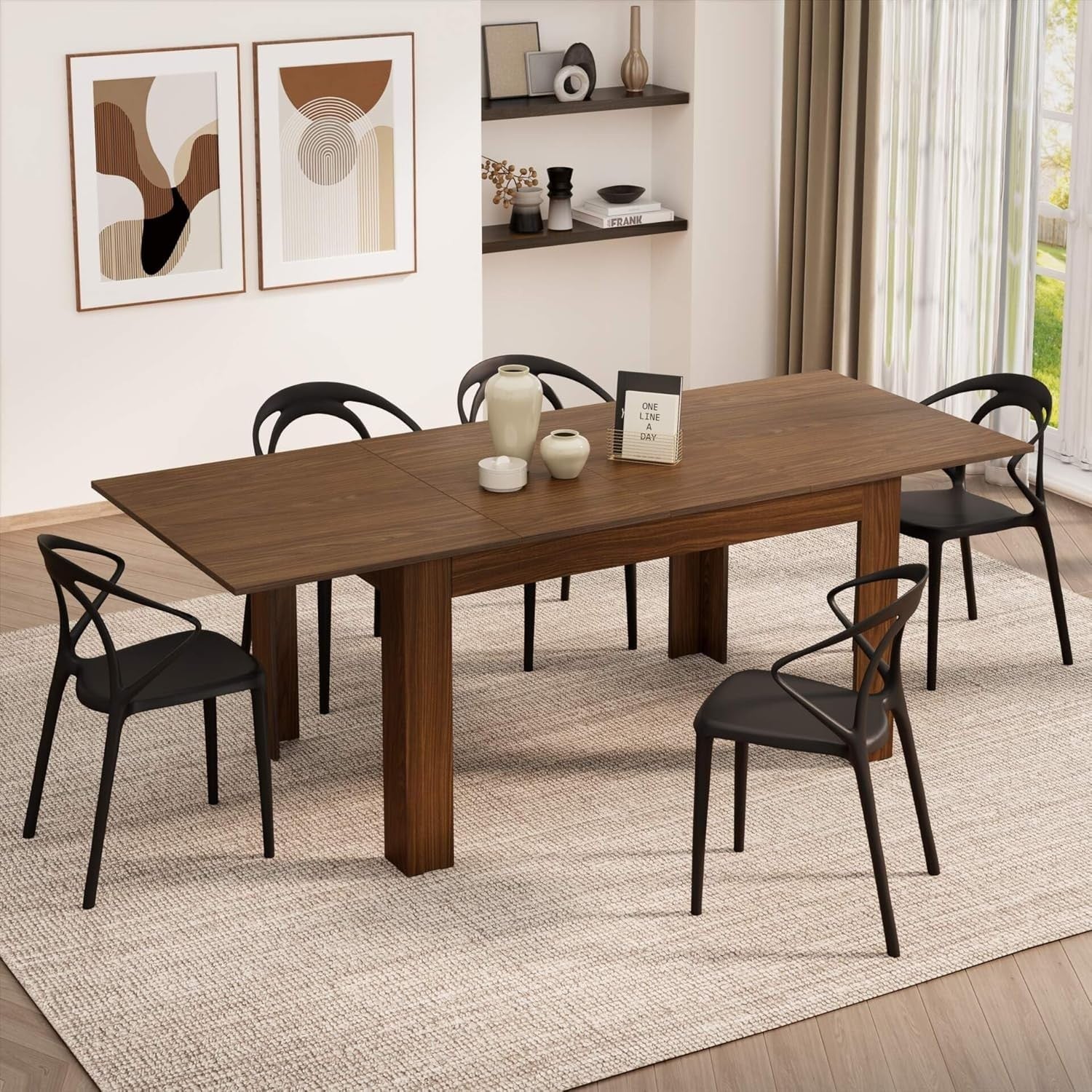 Extendable Dining Table  Canaletto Waln 220cm Wood 6–8 Seater Modern Space Saver