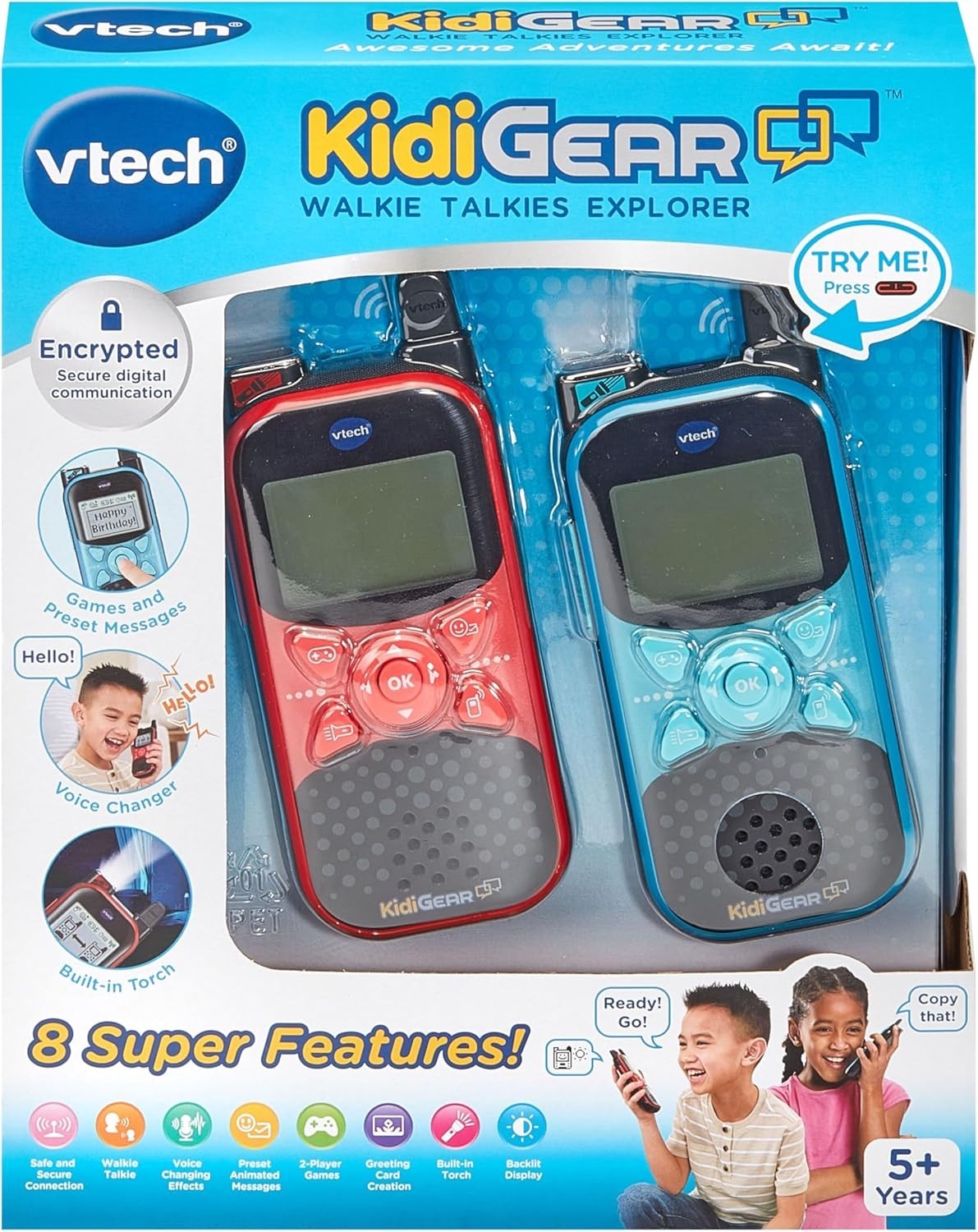 Kids Walkie Talkies Explorer 2 Pack Digital Secure Connection Toy Radio