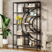 Geometric Industrial 8-Tier Bookshelf | 178cm Tall Modern Open Display Storage U