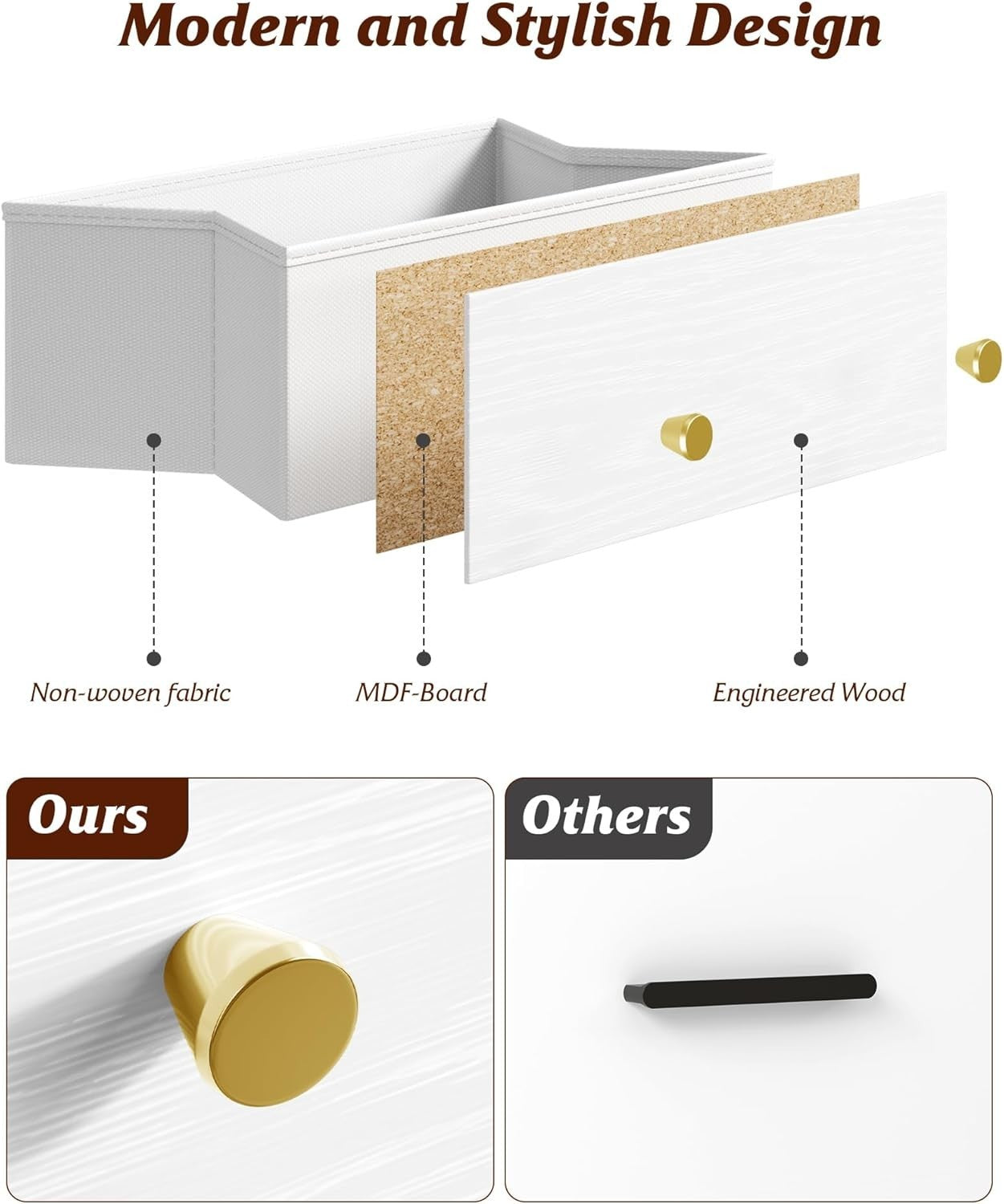 White 6 Drawer Dresser Chest Storage Unit Cabinet for Bedroom Hallway