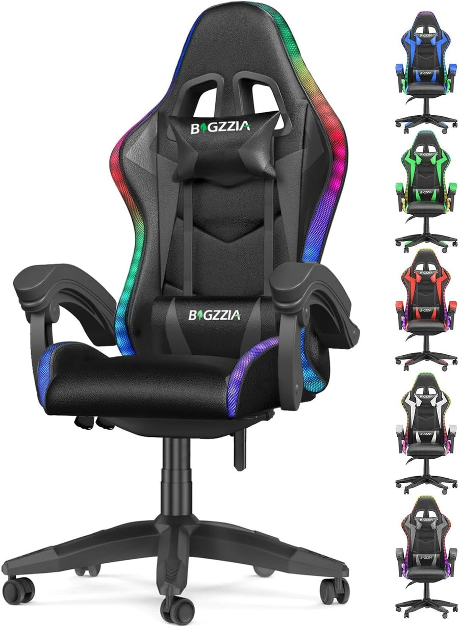 Gaming Chair RGB LED Light Reclining PC Computer Office Desk Racing Seat