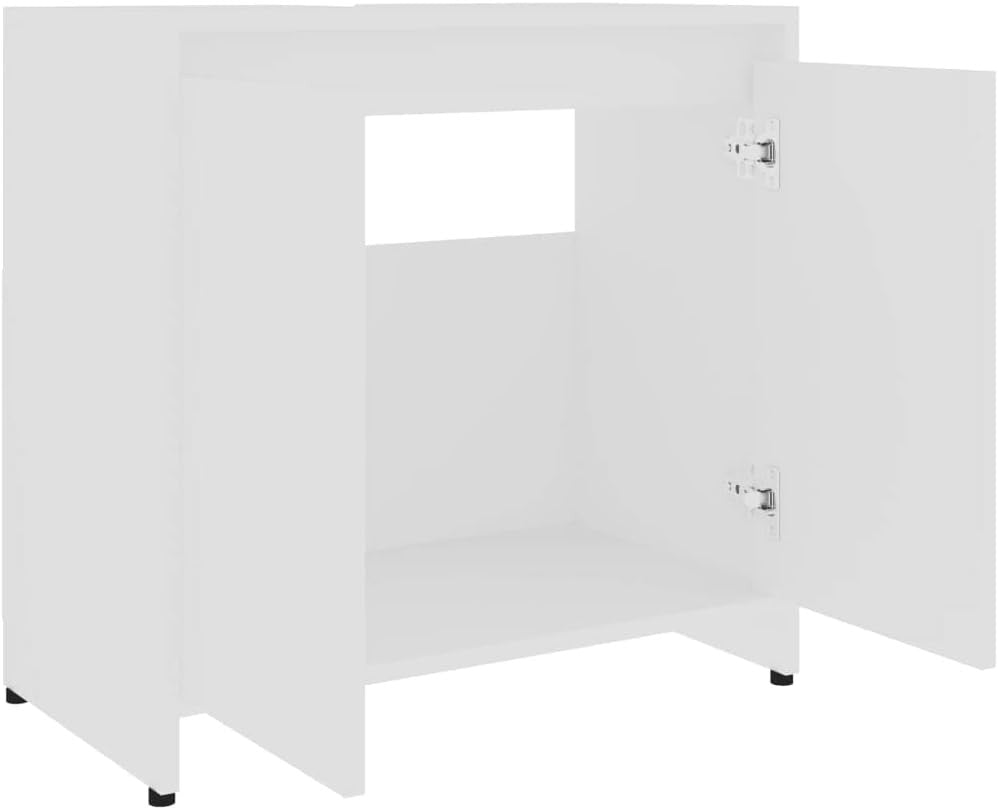 White Under Sink Bathroom Storage Cabinet Cupboard Unit 60x35x61cm