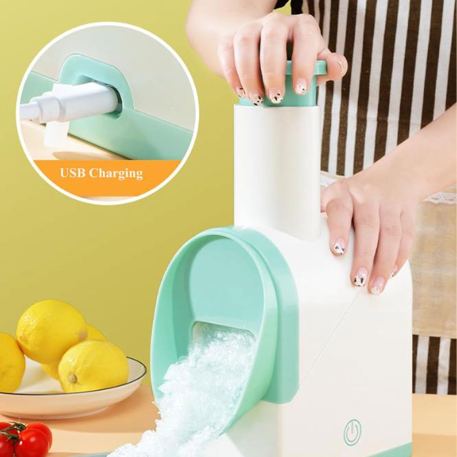 Portable Shaved Ice Machine USB Electric Ice Crusher Slushie Snow Cone