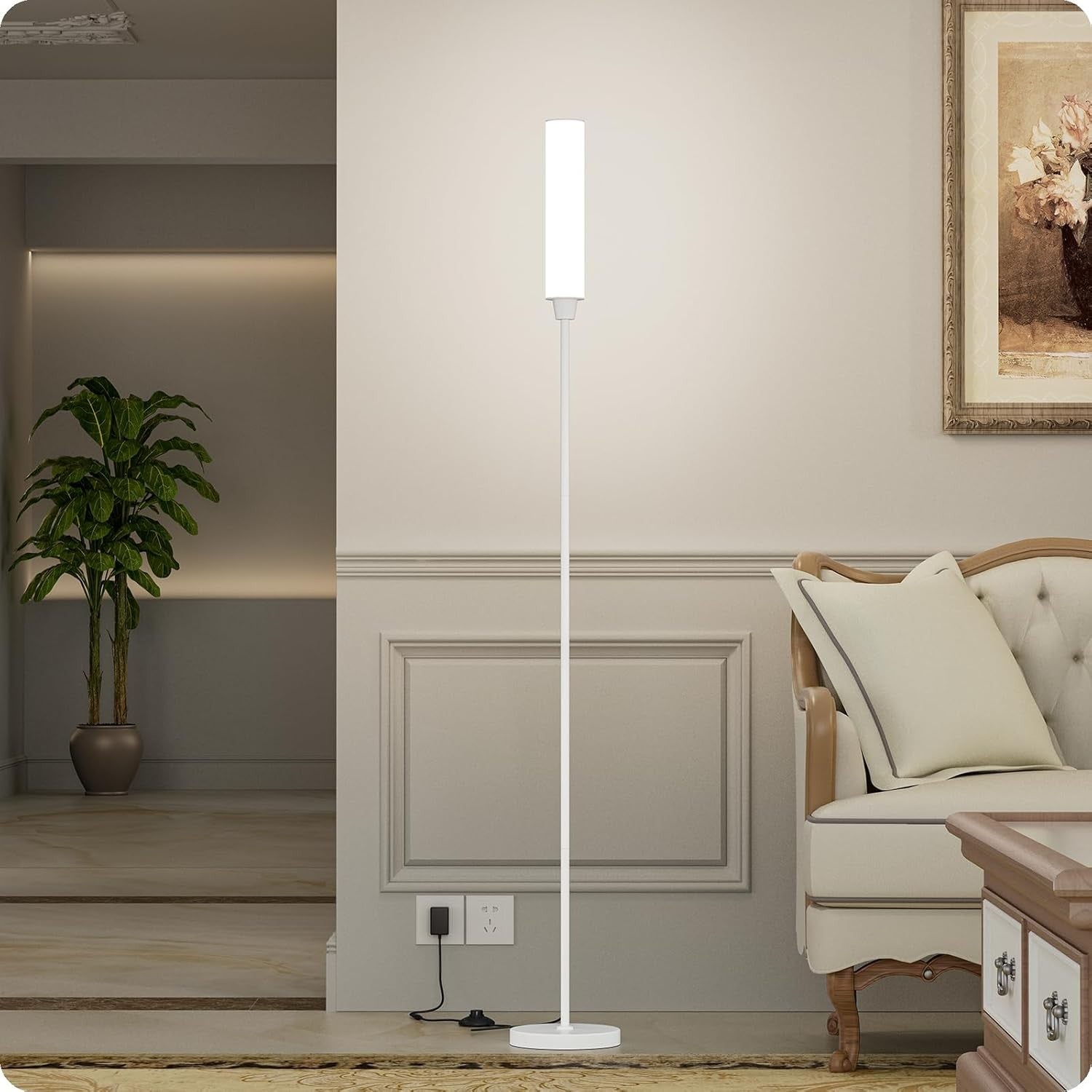 Dimmable LED Floor Lamp Remote Control White Standing Corner Light