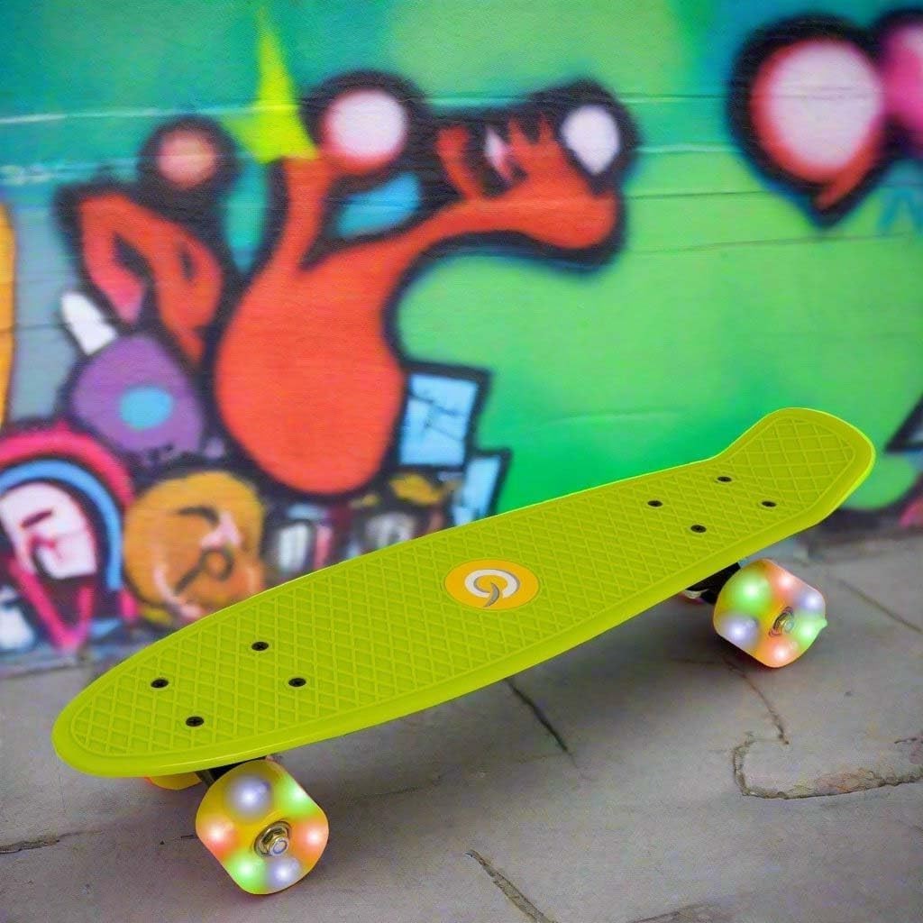 22" Lime Green Light-Up Penny Board | Kids Beginner Mini Cruiser Skateboard
