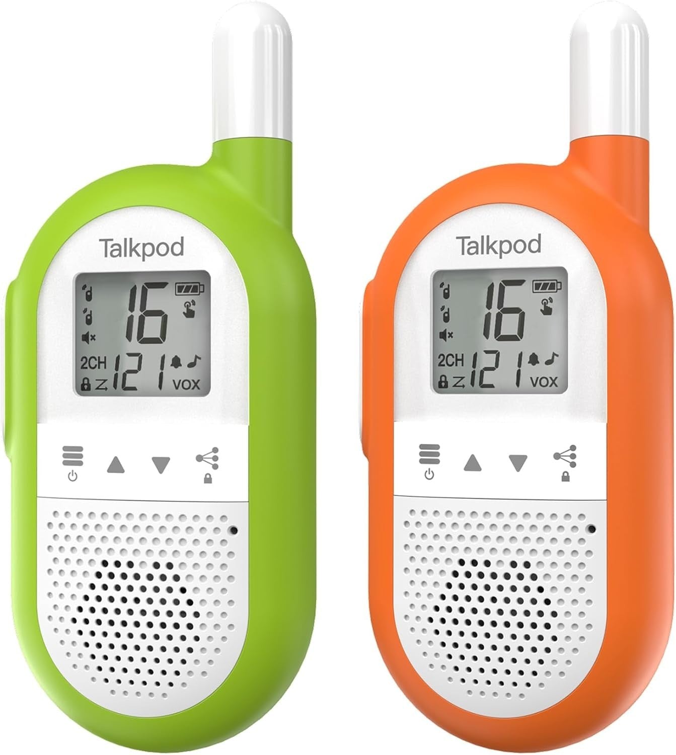 Rechargeable Walkie Talkies PMR446 16 Channel VOX Long Range Green Orange