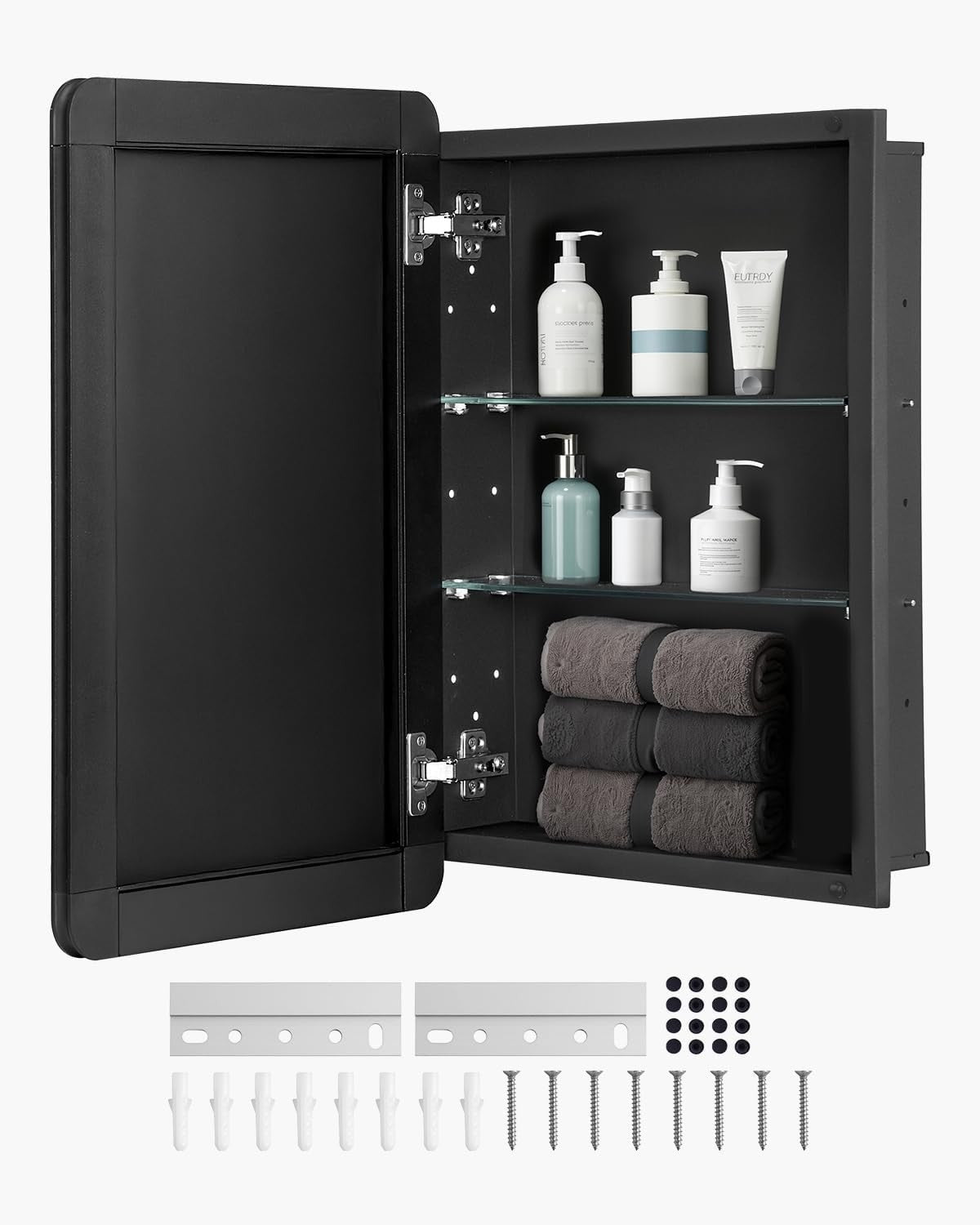 Bathroom Mirror Cabinet 41x61cm Wall Mount 2-Layer Adjustable Storage