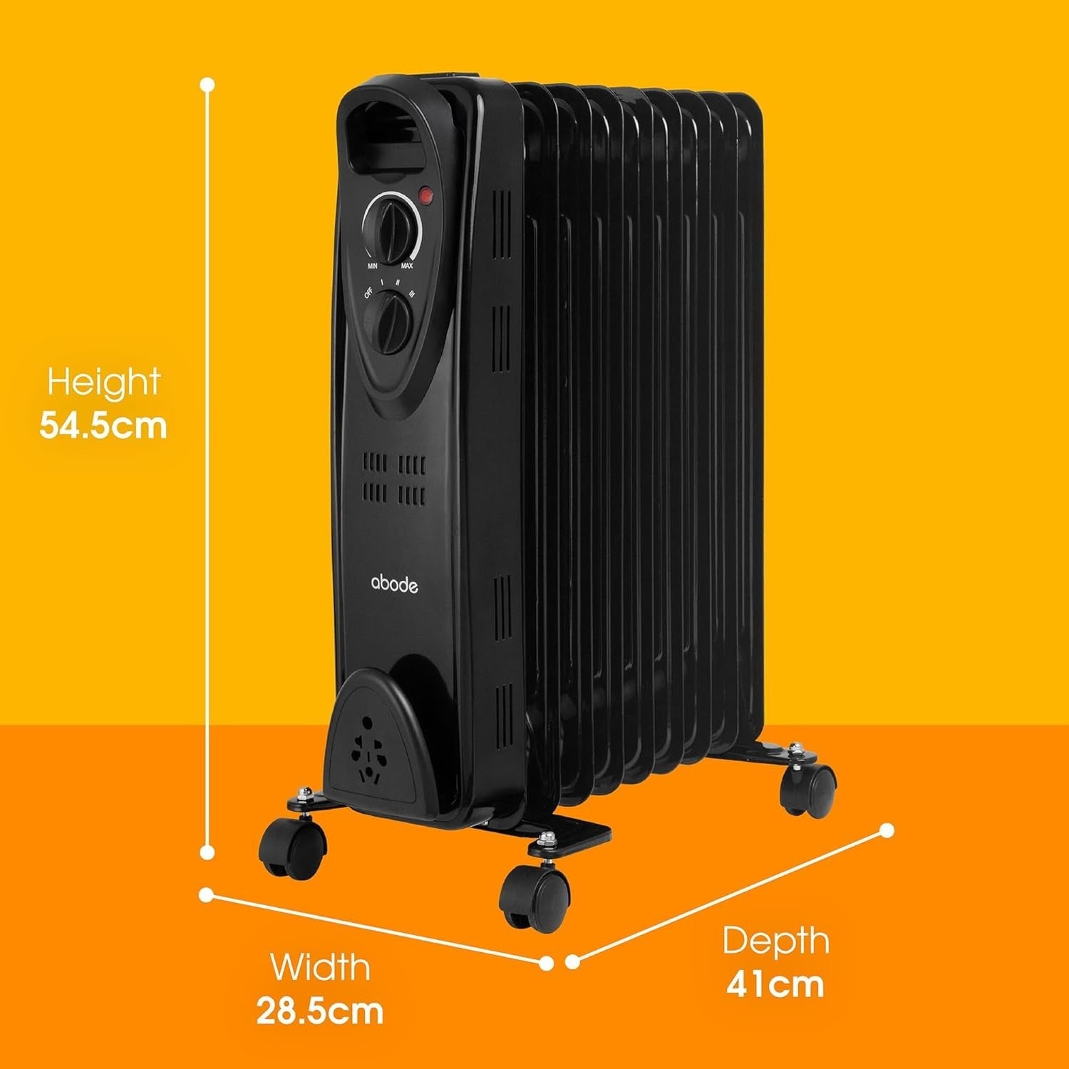 2000W Oil Filled Radiator Heater 9 Fin Portable Electric Thermostat Black