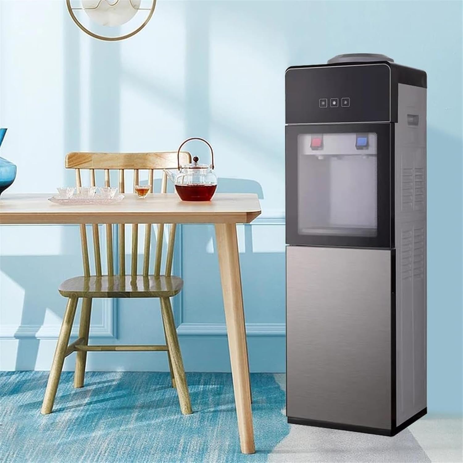 Water Cooler Dispenser Hot Cold Top Loading Child Lock Storage Cabinet