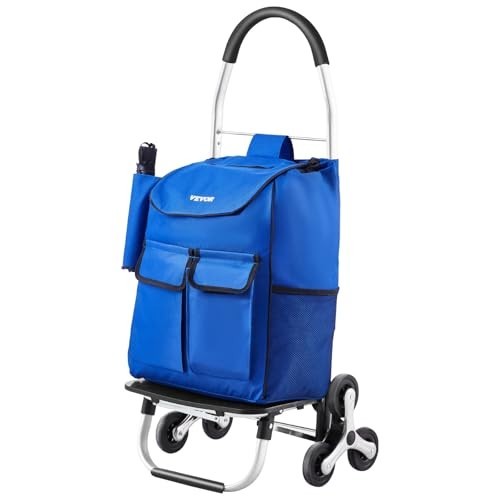 36L Folding Stair Climber Trolley Cart Grocery Laundry Handcart Blue