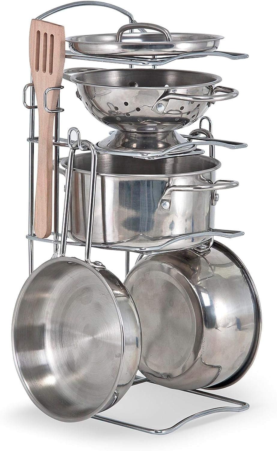 Kids Stainless Steel Pots Pans Play Kitchen Accessories Cooking Set