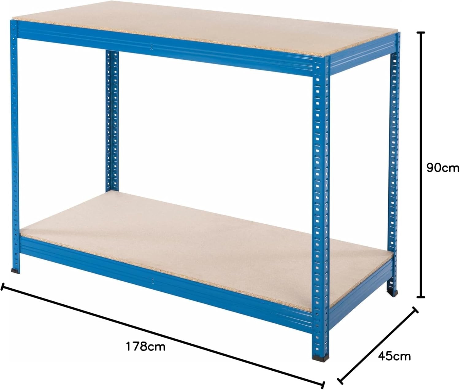 Garage Storage Kit with 2 Shelving Bays & Heavy Duty Workbench 265kg Shelves