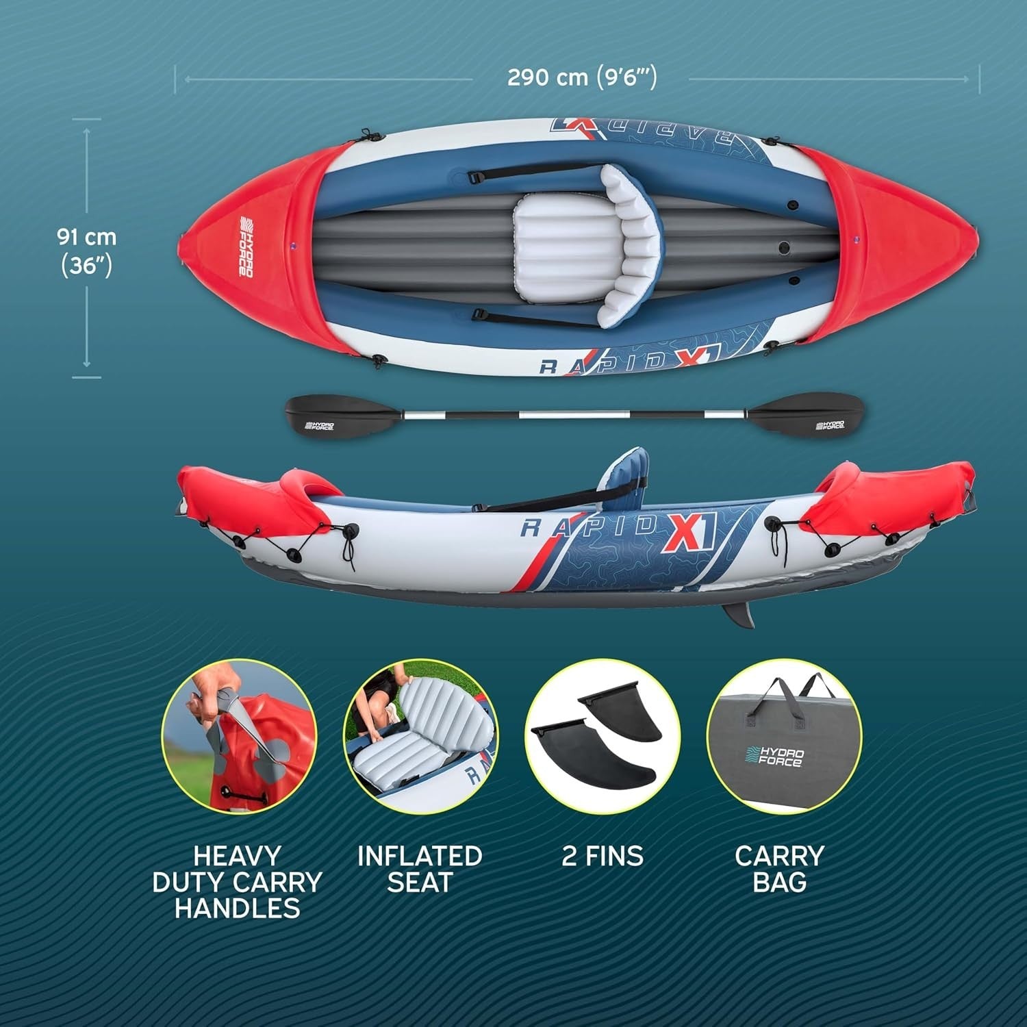 Inflatable Kayak Set w/ Oars Pump Carry Bag PVC River Lake Boat
