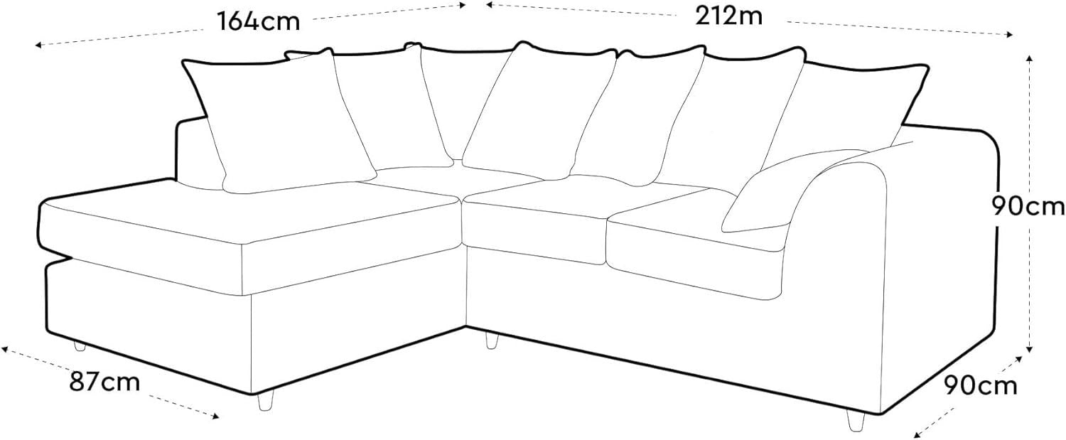 L Shaped Corner Sofa Cream Chenille – 5 Seater Couch w/ Cushions & Support