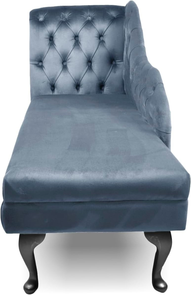 Velvet Tufted Chaise Lounge Sofa – Handmade Comfort, Stylish Platinum Accent