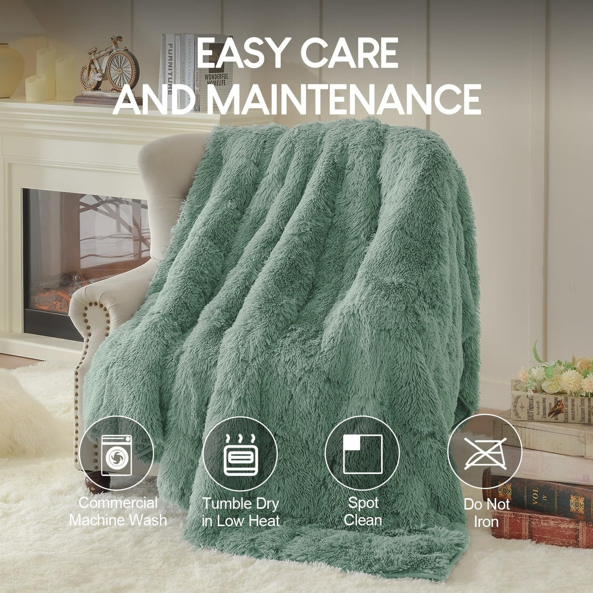 15lbs Weighted Blanket Sage Green 60x80" Faux Fur & Sherpa Cozy Warm