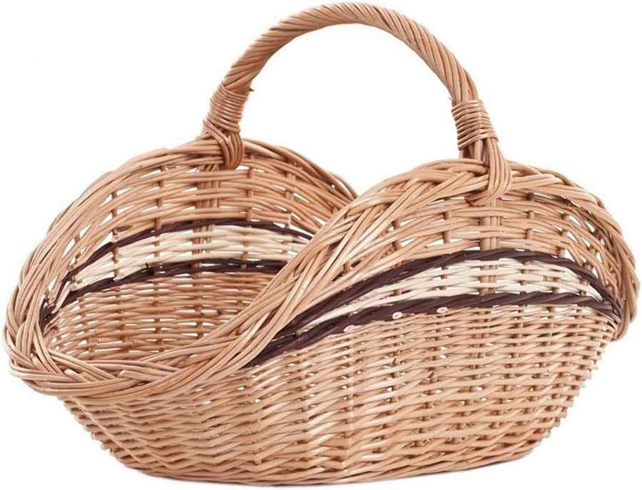 Rustic Wicker Log Basket with Handle, Durable Indoor Firewood Storage