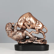 Bull and Bear Statue Bronze Resin Stock Market Office Desk Decor
