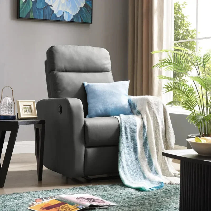 Grey Electric Recliner Armchair PU Leather Sofa Chair Foam Filled