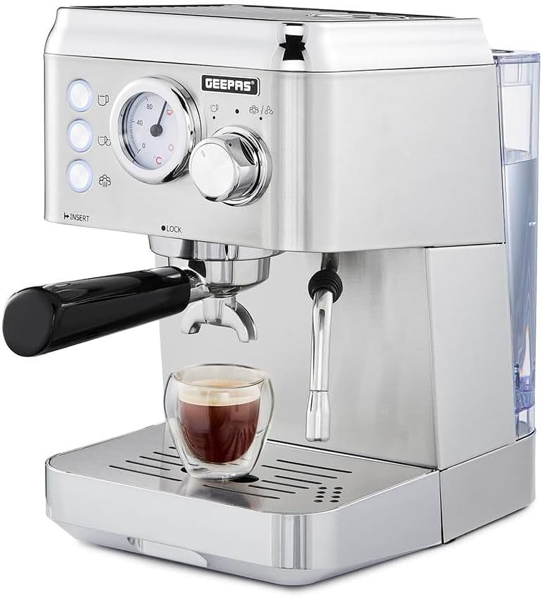 15 Bar Espresso Machine 1.8L | Milk Frother | Precision Gauge | 1140W Steel