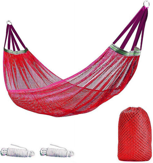 Portable Camping Hammock Lightweight Nylon 400lb Load with Tree Straps Red