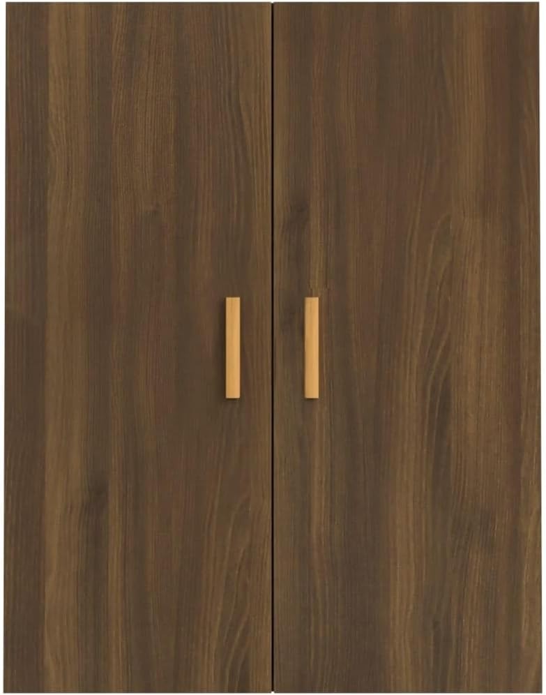 Brown Wall Cabinet Storage Unit with Doors, 3 Compartments, Modern Look
