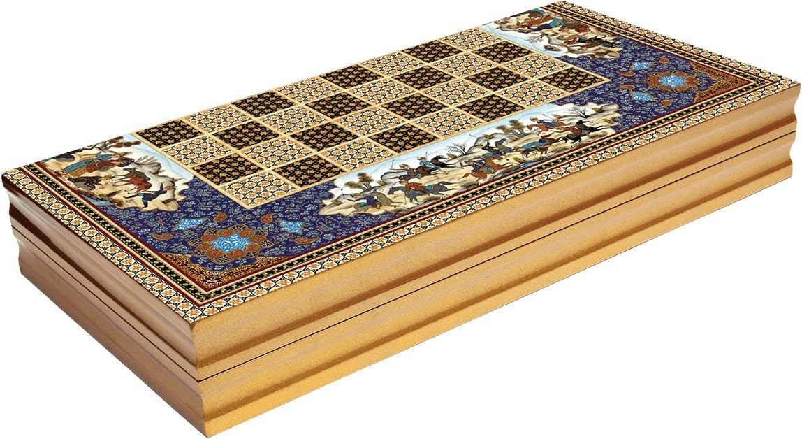 20 Inch Persian Pattern Backgammon Set Laminated Wood Luxury Checkers Board