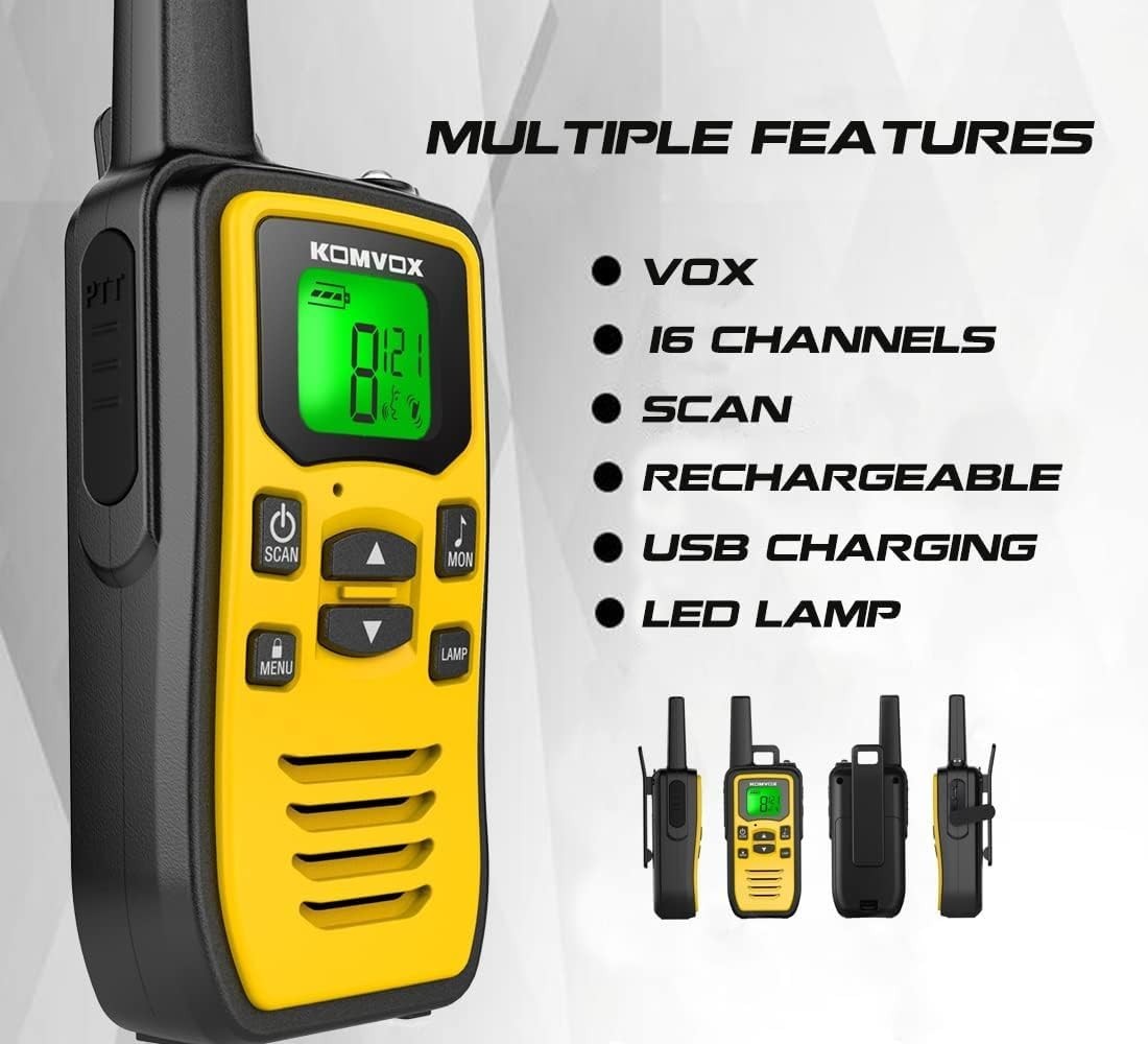 Professional Walkie Talkies Rechargeable 2 Pack Long Range PMR VOX