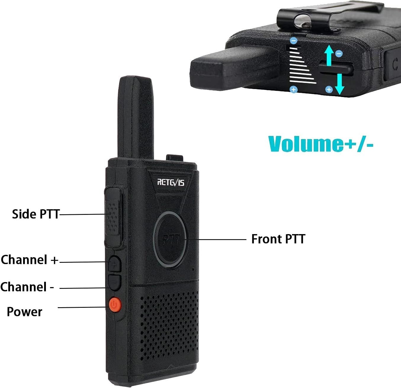 PMR446 Walkie Talkies 2 Pack Long Range Mini VOX Rechargeable Radio