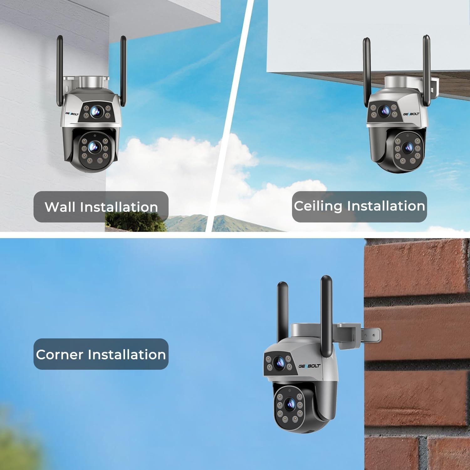 Dual Lens PTZ Security Camera WiFi PoE 360° Auto Tracking CCTV
