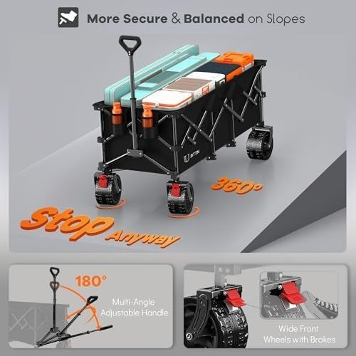 300L Heavy Duty Folding Garden Trolley Cart 210kg All Terrain Wheels