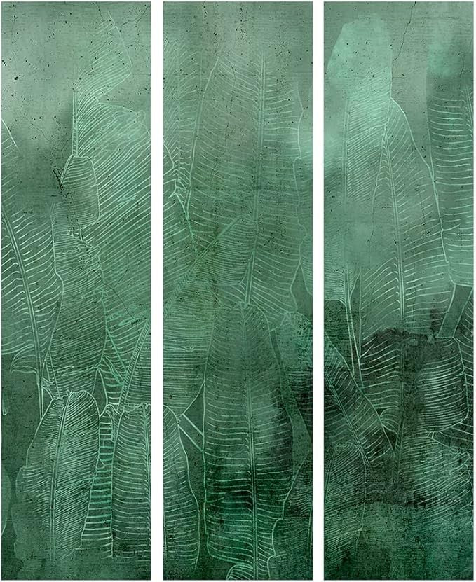 Jungle Green Leaf Folding Room Divider 3 Panel Canvas Privacy Screen 135x172cm
