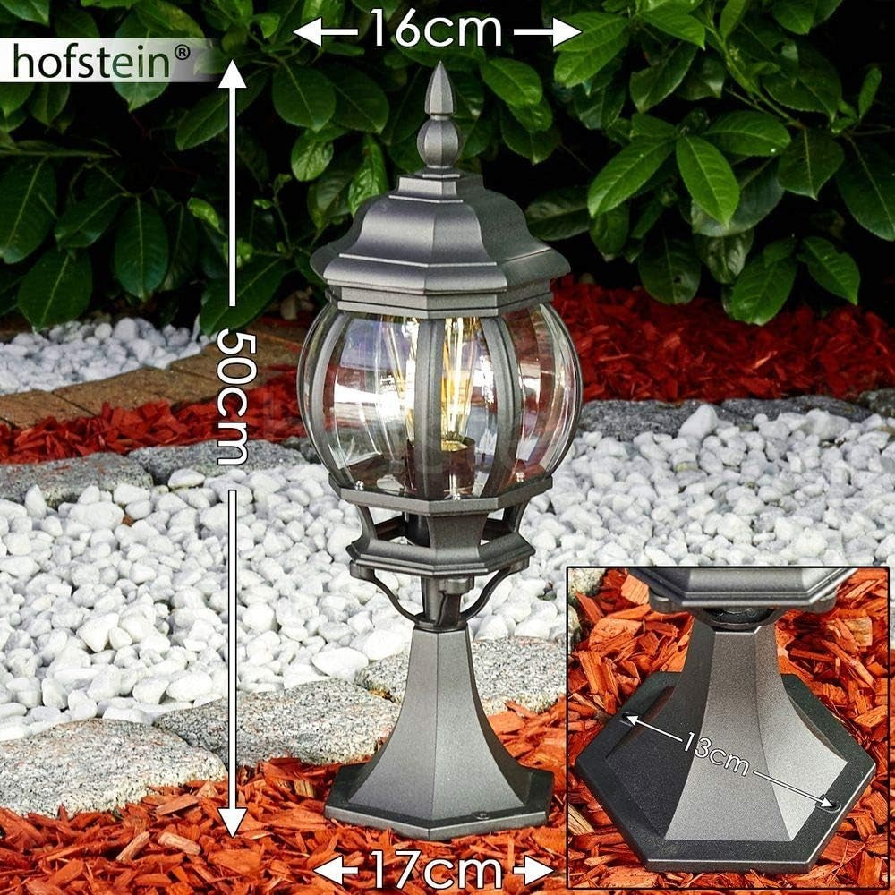 Hofstein Lentua 50cm Outdoor Bollard Lamp Black Antique Path Light