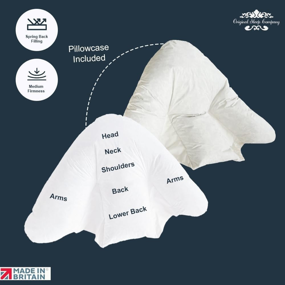 Batwing Reading Pillow Back Lumbar Support Ergonomic Feather Filled