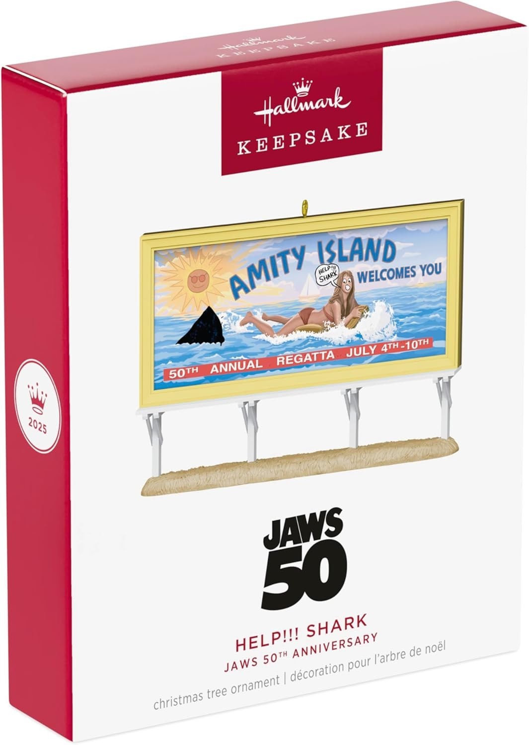 Jaws 50th Anniversary Ornament – Lenticular Billboard Keepsake Movie Decor Gift