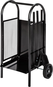 Heavy-Duty Firewood Cart Trolley with Wheels & Tools – Easy Log Transport
