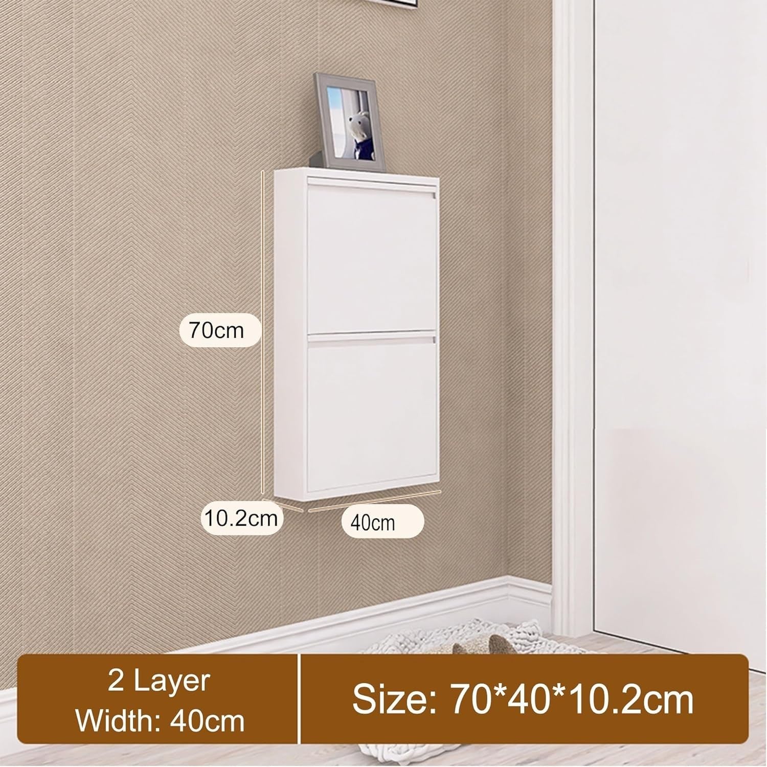 Slim Space-Saving Shoe Cabinet with Flip-Down Doors & Noise Reduction
