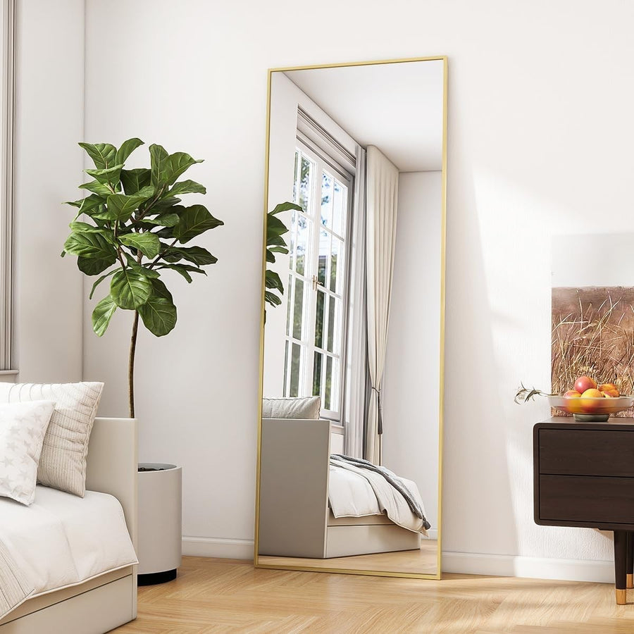 Full Length Floor Mirror 53x163cm Standing Hanging Leaning Modern Gold