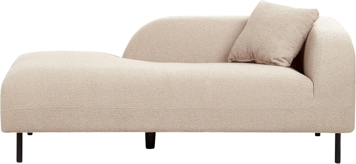 Right Hand Taupe Boucle Chaise Lounge Retro Curvy Design with Cushion