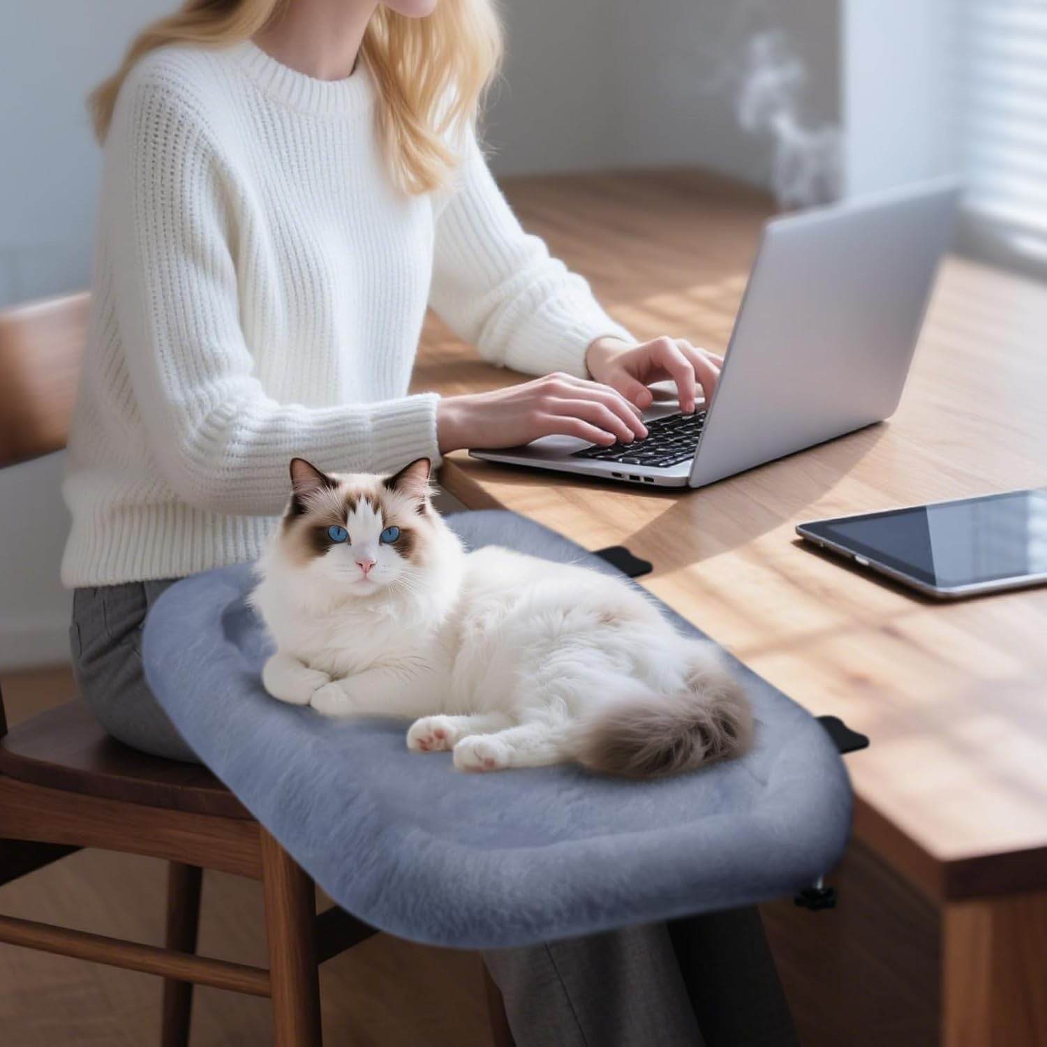 Foldable Desk Cat Bed Plush Cat Hammock Heavy Duty Cat Perch