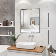 Black Metal Wall Mirror 40x50cm Modern Bathroom Vanity Hallway Decor